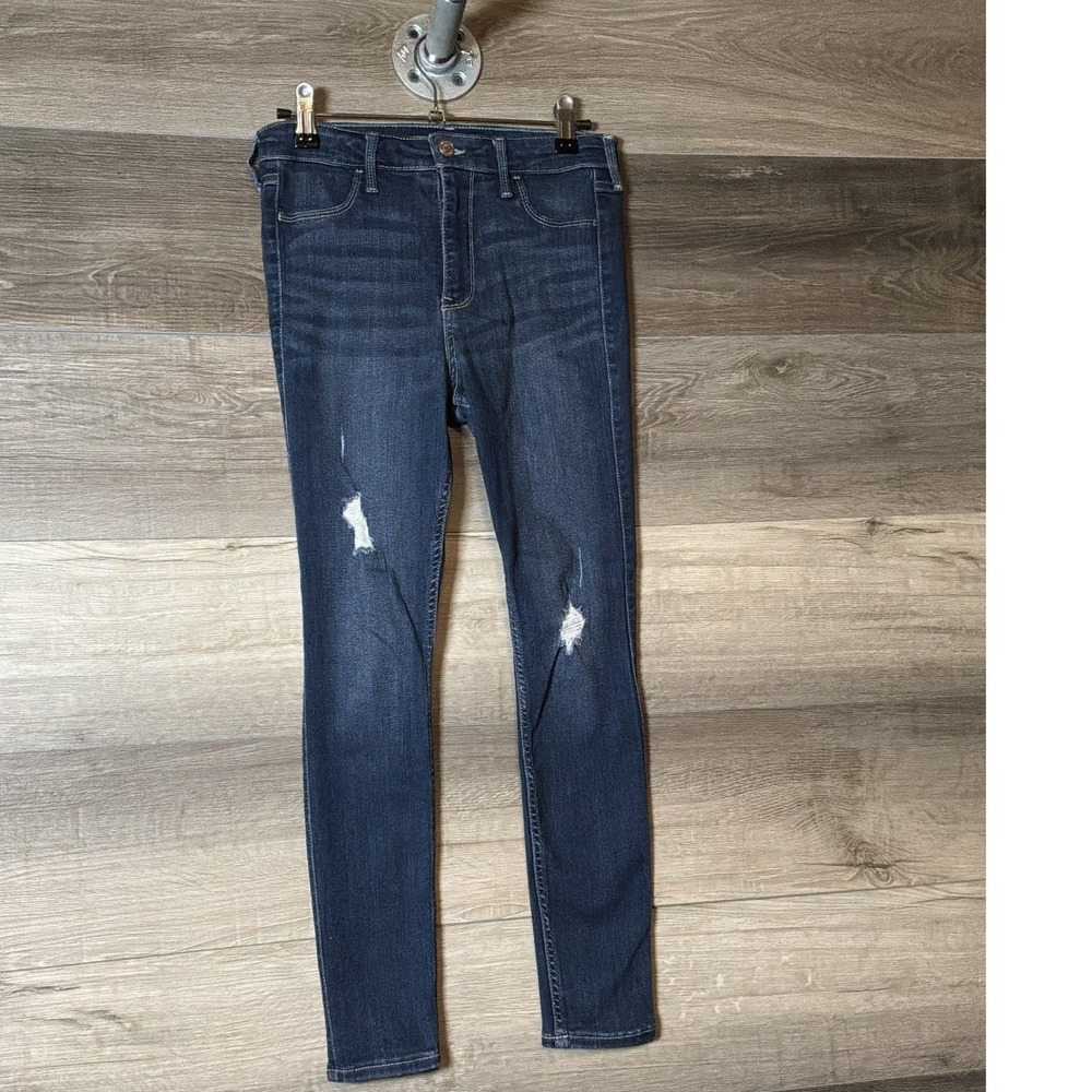 Hollister High Rise Jean Legging Womens 5S W27 L26 Distressed Dark Wash Skinny